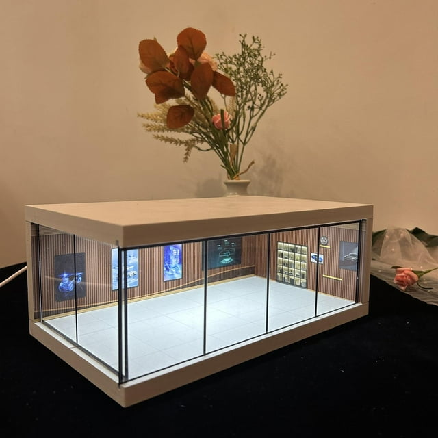 Estuche de exposición de garaje 1:64 CUTICAT Vitrina iluminada para modelos de muñecas
