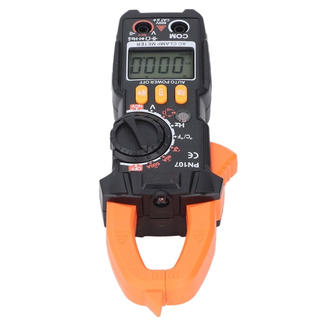 PN107 4000-Count Digital Clamp Meter with 25mm Jaw - Measures AC/DC Current (600A/600V), Voltage, Resistance, Capacitance, Diode, Temperature; Features NCV Detection, LED/ Audible Alarm, Backlit LCD,