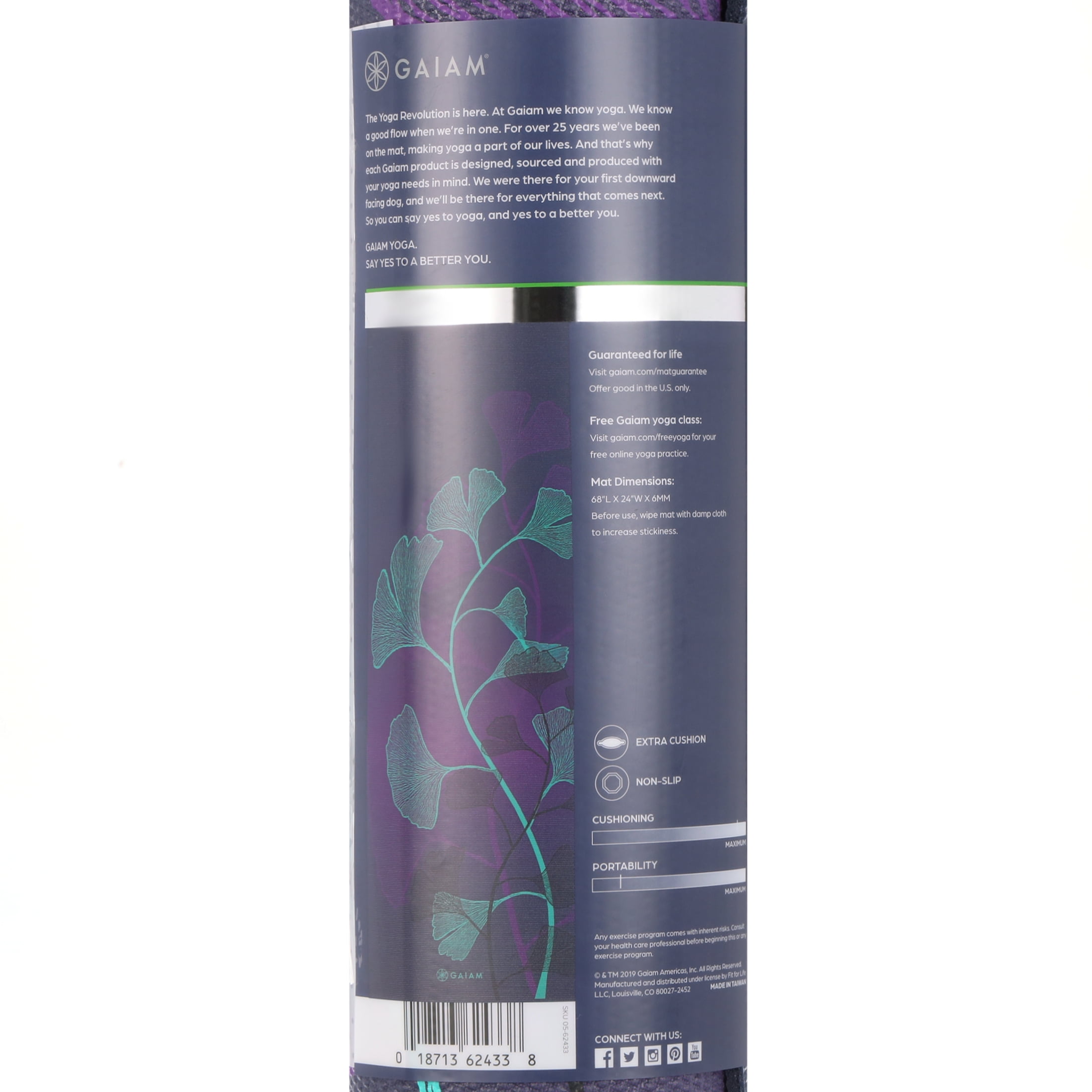 Gaiam Premium Print Yoga Mat, Lily Shadows, 6mm 