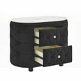thumbnail image 4 of Modern Faux Marble Top Nightstand with Fabric Upholstery & 2 Drawers, 4 of 7