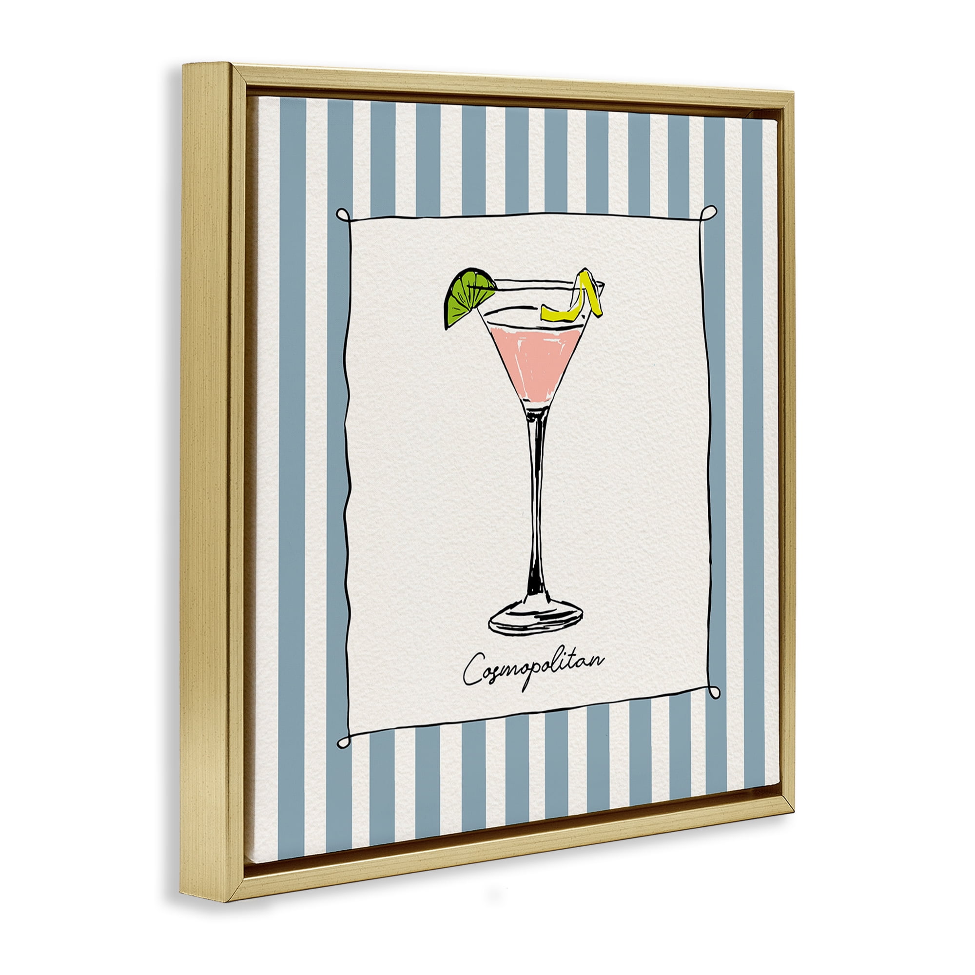 Stupell Industries Cosmopolitan Summer Stripes Gold Framed Floater Canvas Wall Art, design by Susan Jill