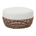 thumbnail image 5 of JERFIT 25 inch Round Outdoor Ottoman with Woven Wicker Frame, Beige Patio Footstool Pouf for Garden, Poolside Lounge, 5 of 9