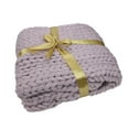 thumbnail image 2 of Light Purple Cable Knit Plush Throw Blanket 50 x 60, 2 of 2