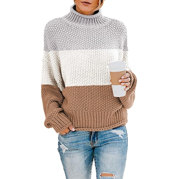 Asyoly Women's Winter Turtleneck Batwing Sleeve Knit Sweaters Pullover Casual Jumper Tops