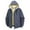 Blue, variant on Ziynglg Fall Winter Hooded Coat for Men Solid Color Zipper Fleece Thick Long-Sleeved Jacket