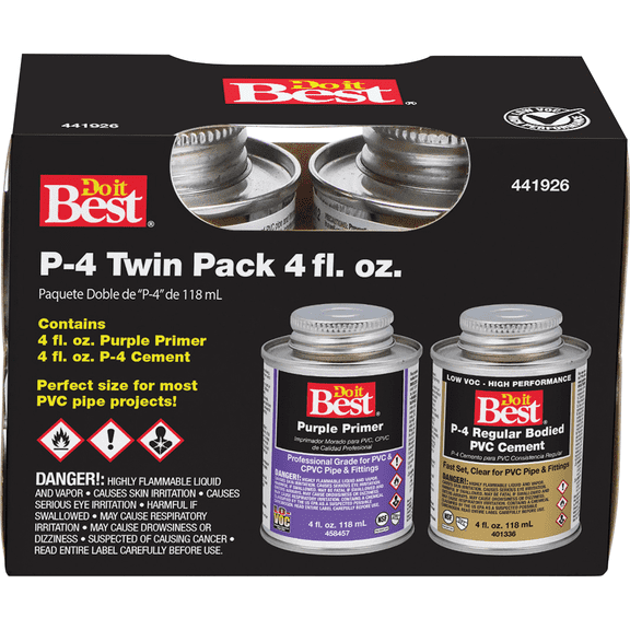 Do it Best P-4 PVC Cement and Purple Primer Kit - Pack of 2