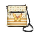 thumbnail image 2 of HELLHERO Multiple Zipper Pockets Shoulder Bag for Travel Daily, PU Leather Spacious Women's Shoulder Crossbody Purse, Golden Butterfly Floral Stripe, 2 of 7