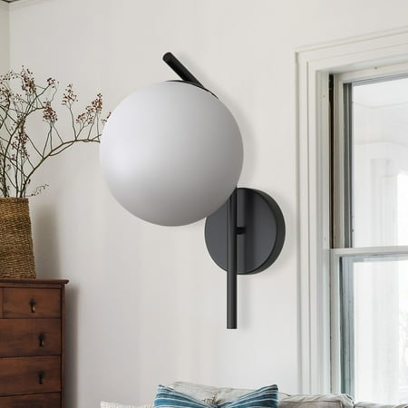 

1 Light Wall Light With Globe Shade，Torch Shape Modern Industrial Style Bathroom Vanity Lighting Suitable for Living Room & Hallway，Black