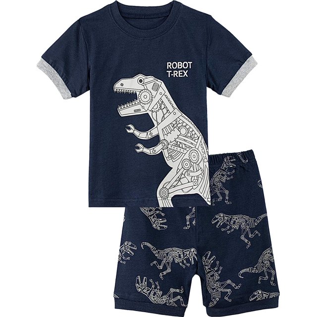 Conjunto de pijamas para niños, 2 piezas, manga corta, ropa de dormir46-Blue2T esquí esquí Gafas de esquí