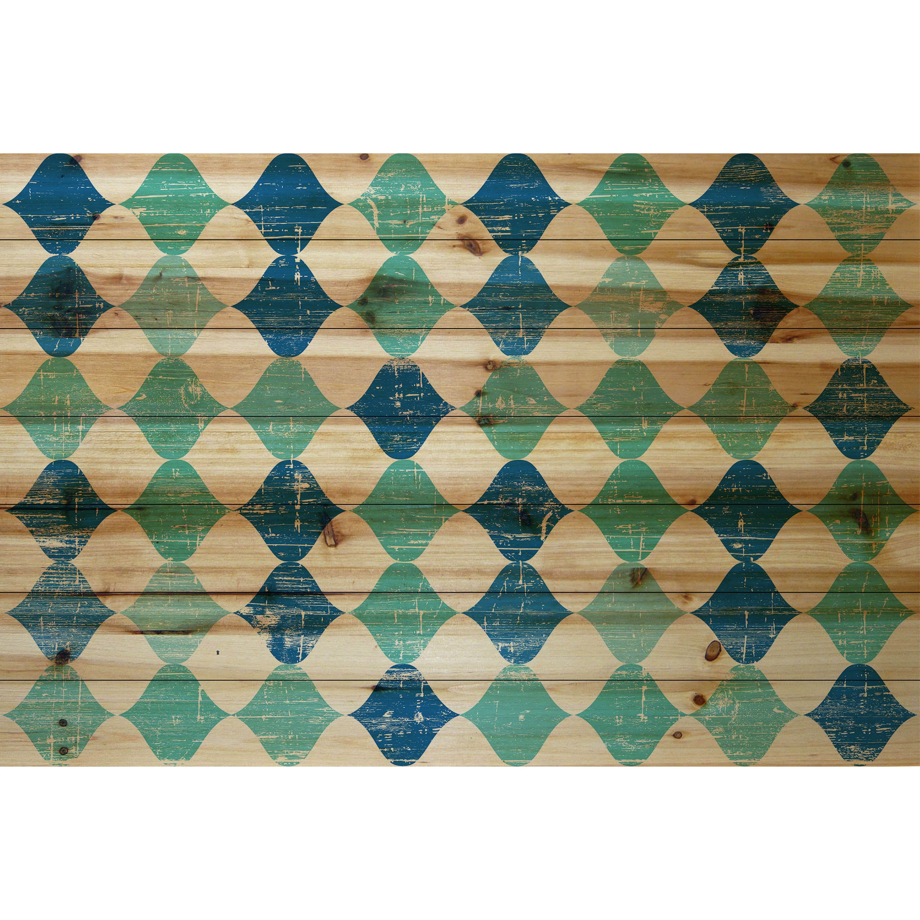 Marmont Hill - "Green and Blue" Painting Print on Natural Pine Wood