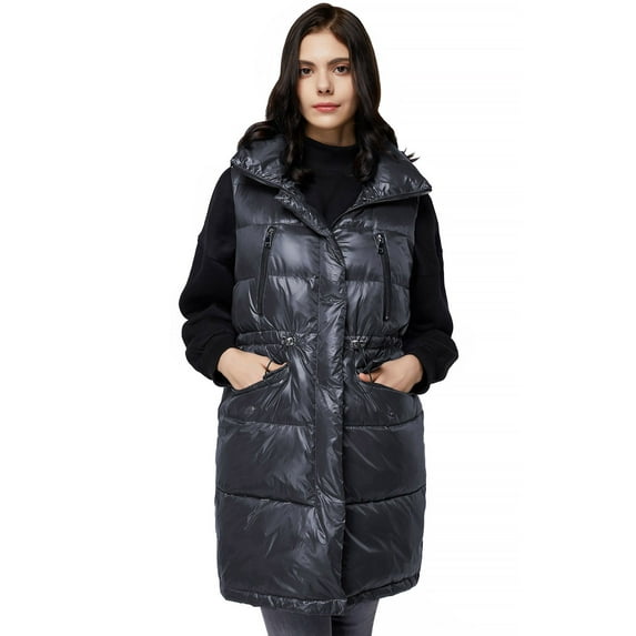 Orolay Womens' Down Vest with Stand Collar Thick Hooded Sleeveless Winter Coats
