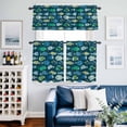 thumbnail image 4 of Cartoon Funny Blue Stripes Little Fish Curtain Tier and Valance Set 3 Piece, Ocean Waves 3-inch Rod Pocket Window Tier Curtains Valance for Kitchen Living Room, 4 of 9