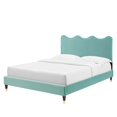 thumbnail image 1 of Platform Bed Frame, Twin Size, Blue, Velvet, Modern Contemporary, Bedroom Master Guest Suite Room, 1 of 10