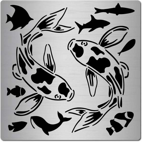 Fish Metal Stencils Die Cuts Plaques Cutting Dies Animals Template Tool for Painting DIY Scrapbooking Craft Photo Album Decorative Embossing Wood Burning Making 6.3 x 6.3 Inch