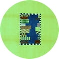 thumbnail image 1 of Ahgly Company Indoor Round Abstract Turquoise Blue Modern Area Rugs, 7' Round, 1 of 4