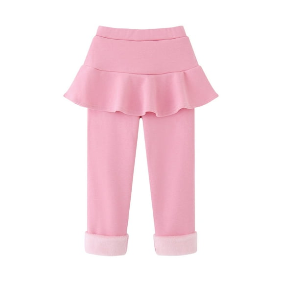 BULLPIANO Toddler Girls Leggings with Skirt 2 Pack of Warm Stretchy Ruffle Skirt Pant Kids Tutu Pantskirt Tights Pants