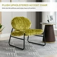 thumbnail image 3 of Plush Upholstered Accent Chair, Modern Industrial Style Armless Chair with Metal Frame, Leisure Single Sofa Chair, Reading Chair for Living Room (Olive), 3 of 14