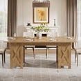 thumbnail image 3 of Tribesigns 63" Farmhouse Dining Table with Storage, Rectangular Wooden Dinner Table, Fit for 2-4 People, Rustic Brown, 3 of 8