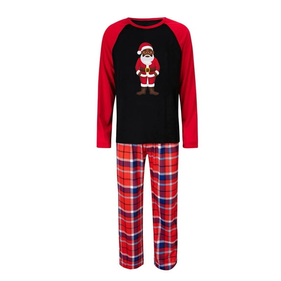 Hvot&aat Christmas Family Pajamas Matching Sets Black Santa Holiday Xmas Family Sleepwear Long Sleeve Loungewear