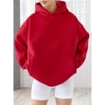 thumbnail image 2 of Osfvolr Women Oversized Sweatshirt Long Sleeve Hooded Sweatshirt Fall Winter Fashion Loose Casual Pullover Tops Red XL, 2 of 6