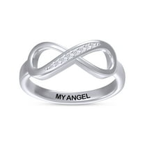 AFFY Infinity Promise Ring for Women | Round White Natural Diamond "My Angel" Stackable Wedding Bands Ring | 14K White Gold Over Sterling Silver Jewelry Gifts For Her (0.05Cttw)-9