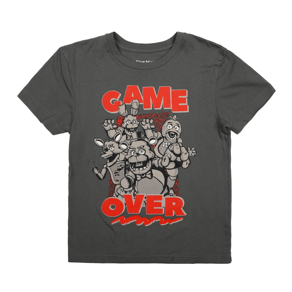 Five Nights At Freddy s Animatroinc Characters Game Over Boy s Charcoal T-shirt-Small