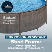 Bestway Power Steel Above Ground Pool - Pump Ladder and Cover - 14 ft x 42 in Brown