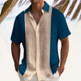 thumbnail image 2 of Shirts for Men Summer Mens Color Blocking Short Sleeved Shirt Fashionable Oversized European Style Collar Cardigan, 2 of 6