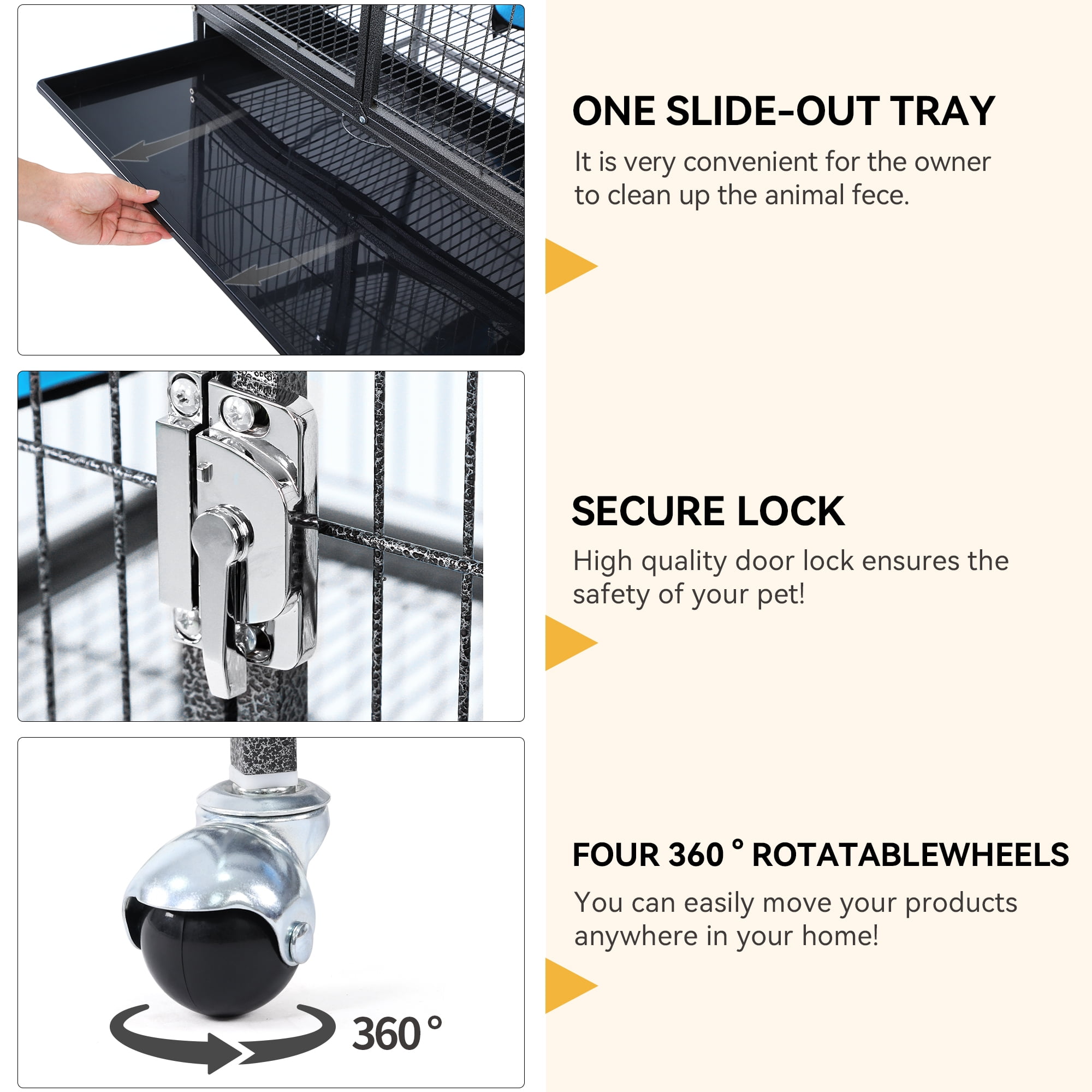 Dextrus 4-Tier Indoor Animal Cage for Small Pets, Metal Cage for Adult Rats, Rabbits, Ferrets, Chinchillas, Cats, Guinea Pigs, and Large Hamsters