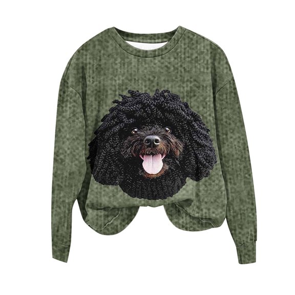 JSheng Women's Sweatshirts Printing Fashion Printed Loose Long Sleeve Round Neck Hoodless Loose Comfy Tops