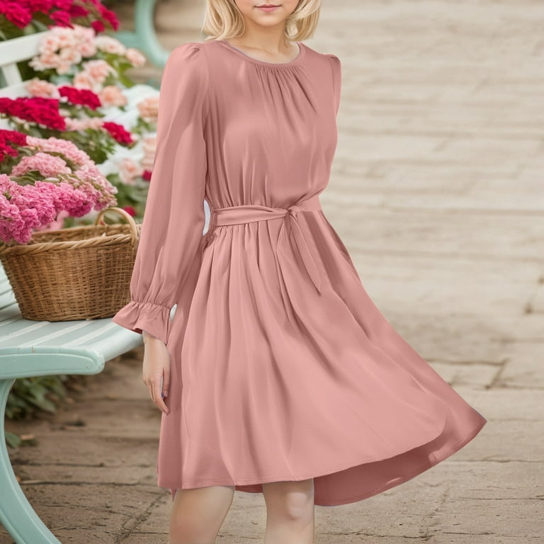 Gaexia Long Sleeve Dress For Toddler Girls,Girls' Long Sleeved Dress Stylish Flowy Semi Formal Party Dress With Belt,Light Pink,11-12Years, Toddler Gaexia Long Sleeve Dress For Toddler Girls,Girls' Long Sleeved Dress Stylish Flowy Semi Formal Party Dress With Belt,Light Pink,11-12Years, Toddler