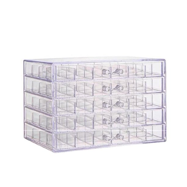 SGACAI ❀Estuche de almacenamiento para decoración de uñas con 31 a 120 rejillas, cajón de 5 capas, organizador acrílico transparente
