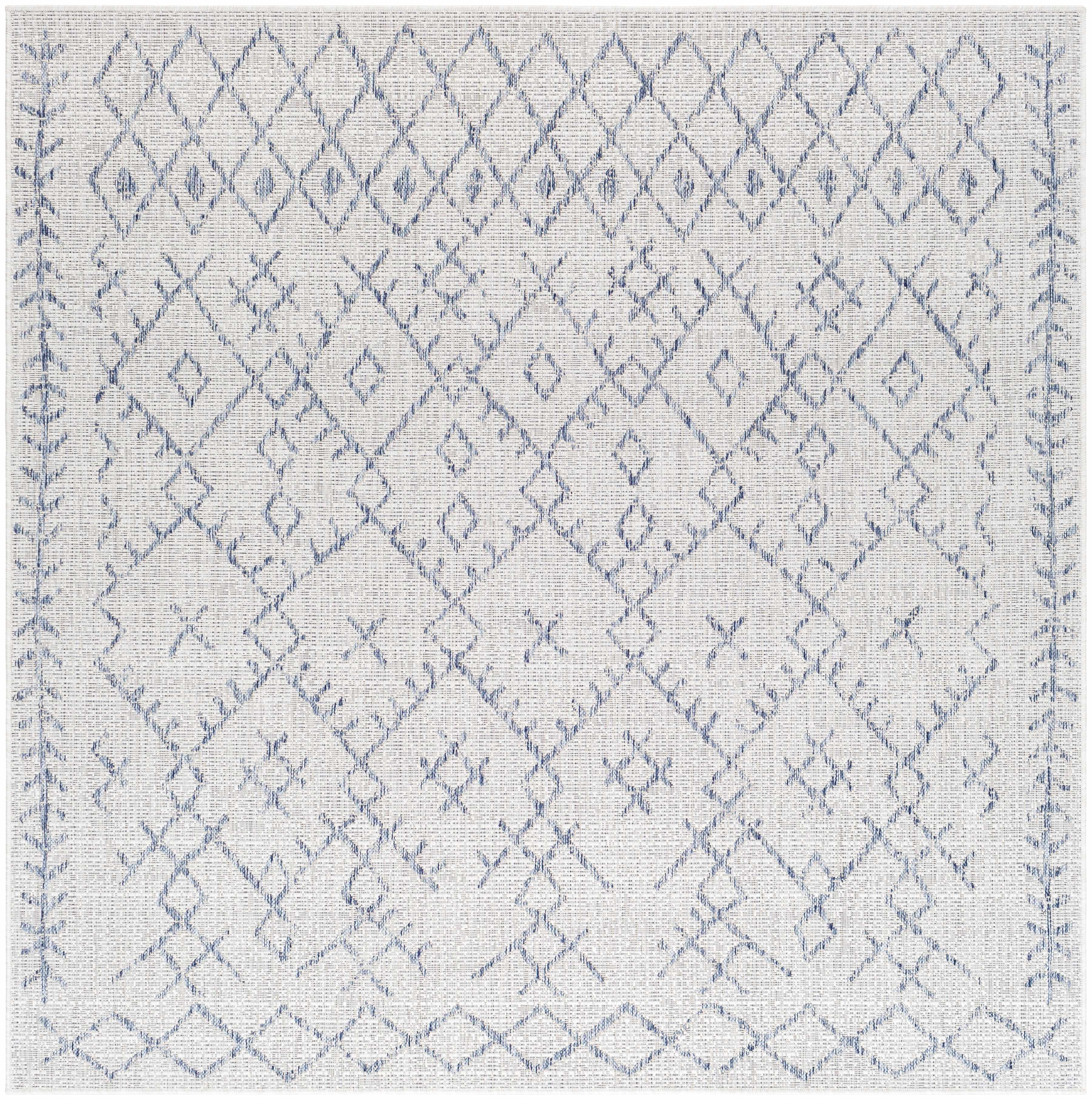 BoutiqueRugs Maunawili Bohemian, Transitional Area Rug - Outdoor Safe - Medium Gray, Gray, Pale Blue - 5'3" Round