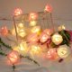 thumbnail image 3 of Guirnalda de luces rosas de 3 m, 20 LED a pilas, luces de hadas con flores rosas en blanco cálido, decoración romántica para el jardín, bodas, fiestas, San Valentín y Navidad (blanco-rosa), 3 of 5
