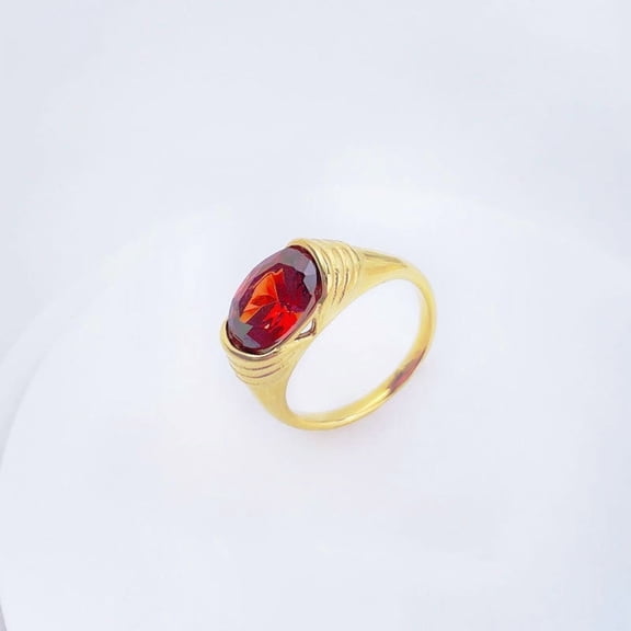 304 Stainless Steel Cubic Zirconia Finger Rings Special-Interest Fashionable for Women FireBrick Size 7(17.3mm)