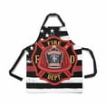 thumbnail image 2 of ASHLEIGH Tattered Flag Red Line Fire Fighter Flag Adjustable Bib Apron with Pockets Commercial Restaurant and Home Kitchen Apron for Women Men, 2 of 2