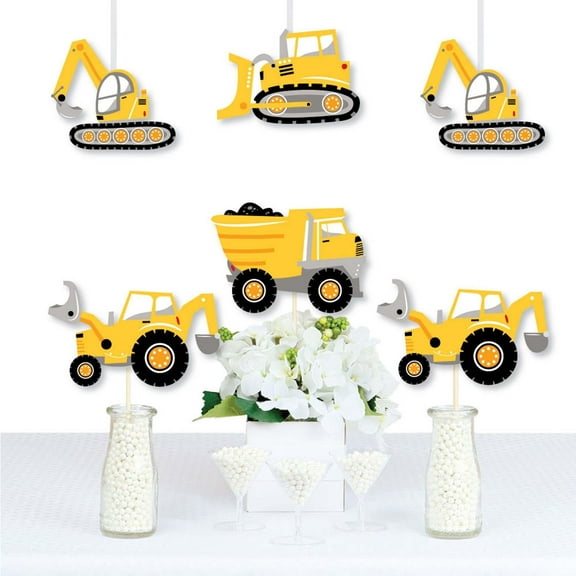 Big Dot of Happiness Dig It - Construction Party Zone - Dump Truck Bulldozer Excavator Decor DIY Baby Shower or Birthday Party Essentials - Set of 20