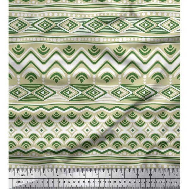 Soimoi Cotton Cambric Fabric Aztec Geometric Print Fabric by The Yard 56 Inch Wide