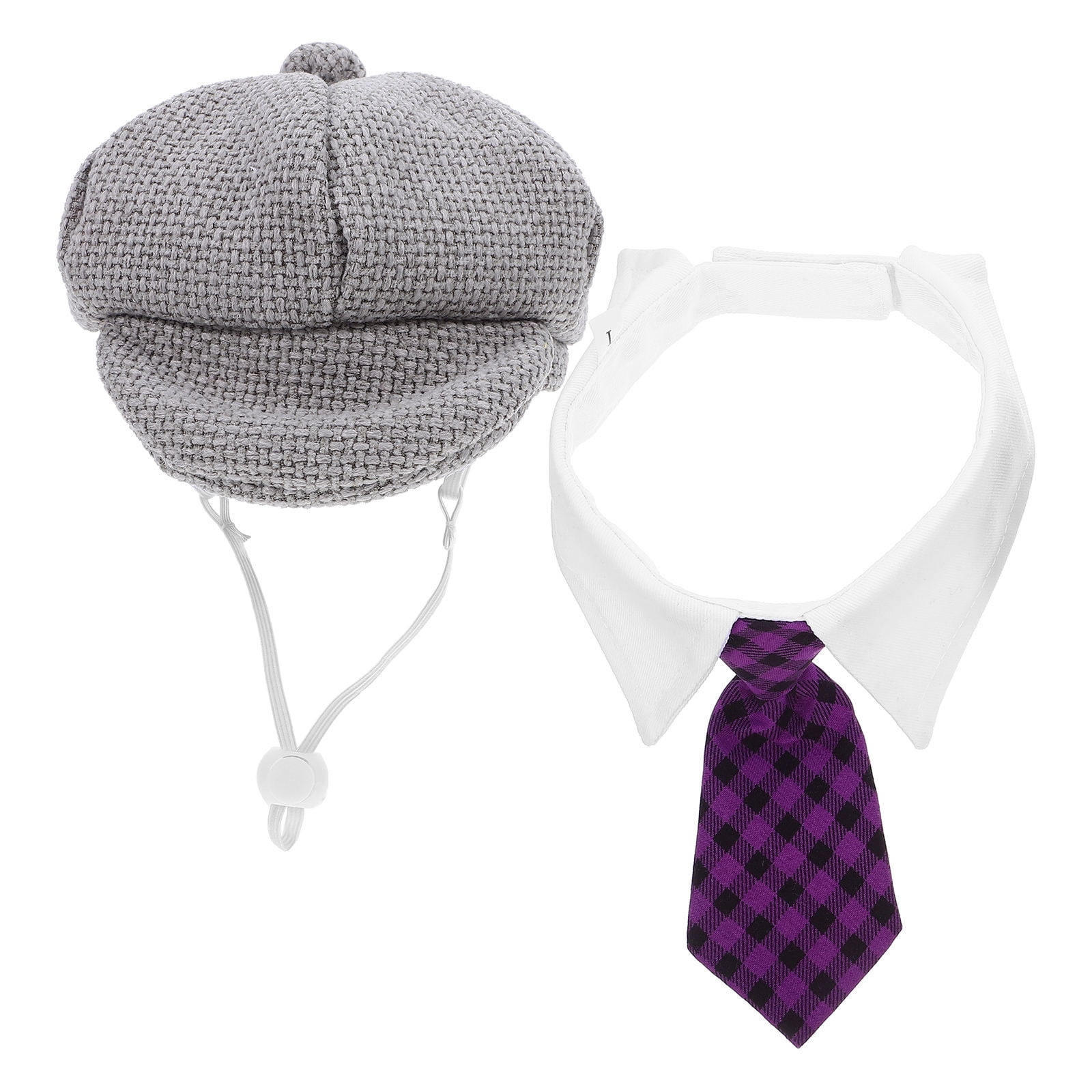 FENGGUIQU 1Set Cat Beret Hat and Necktie Set Fashionable Pet Headwear for Outings and Photos