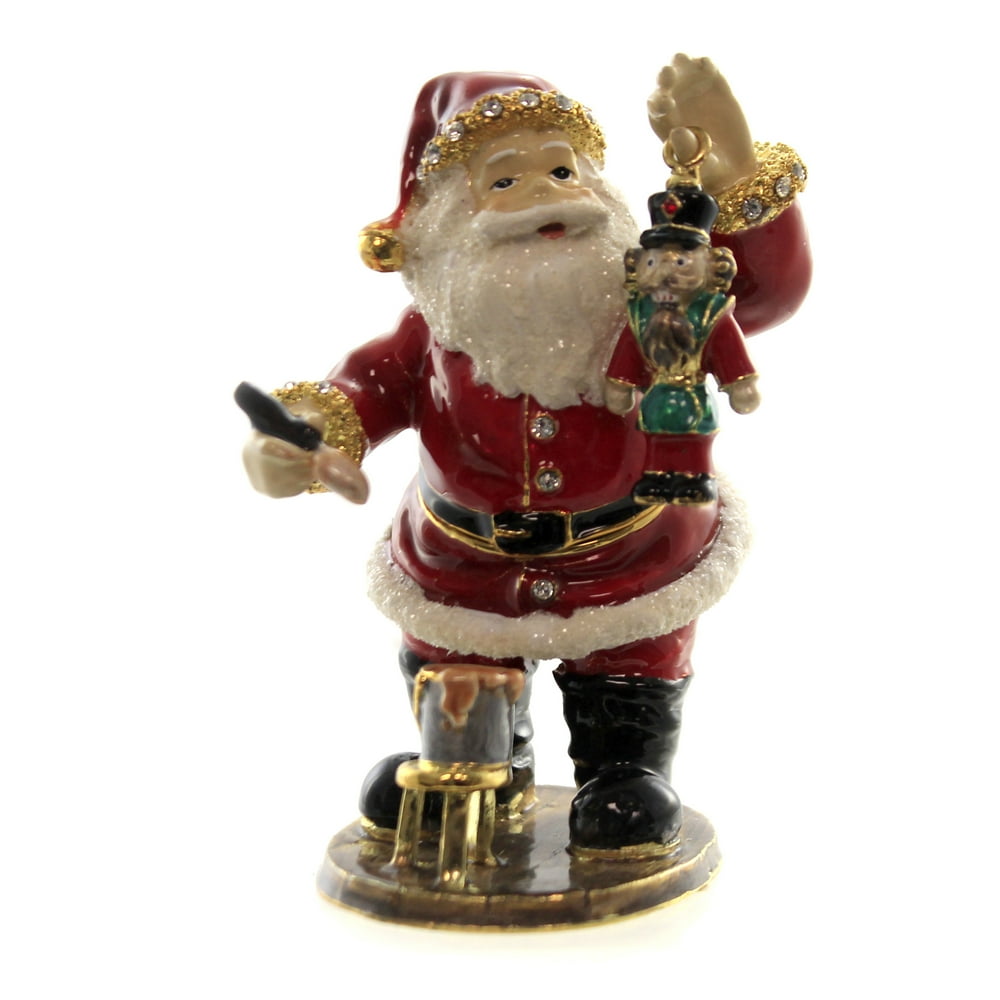 Hinged Trinket Box Hinged Trinket Box Santa With Nutcracker Metal