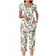 thumbnail image 2 of Blusas de Manga Corta para las Mujeres Casual Cuello Redondo, Pantalones de Moda Traje de Pijamas para Uso Diario Y Casero, 2 of 6
