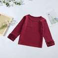 thumbnail image 2 of Baby Toddler Girl Long Sleeve Blouse Kids Solid Color Basic Tee Tops Little Girls Ruffle Cuffs T-Shirts Girls Clothes, 2 of 4