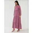 thumbnail image 6 of Textured Long Sleeve Crew Neck Maxi Dress, 6 of 7