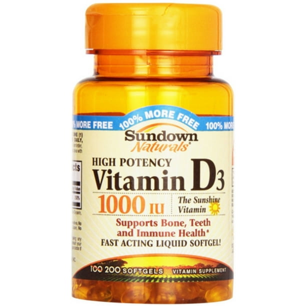 Sundown Naturals High Potency D3 Vitamin D 1000 IU Softgels 100 ea