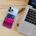 thumbnail image 3 of WIRESTER Self-Adhesive PU Leather Card Holder Stick on Pocket Credit Card Case Pouch Wallet for Apple Samsung Motorola LG Smart Phones - Hot Pink Glitter Sparkle With Black Pink Glitter Leopard, 3 of 6