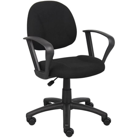 Scranton & Co Mid Back Ergonomic Fabric Swivel Chair with Arms in Black
