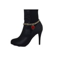 thumbnail image 4 of Women Gold Boot Chain Red Heart Shoe Bracelet Charm Love, 4 of 10