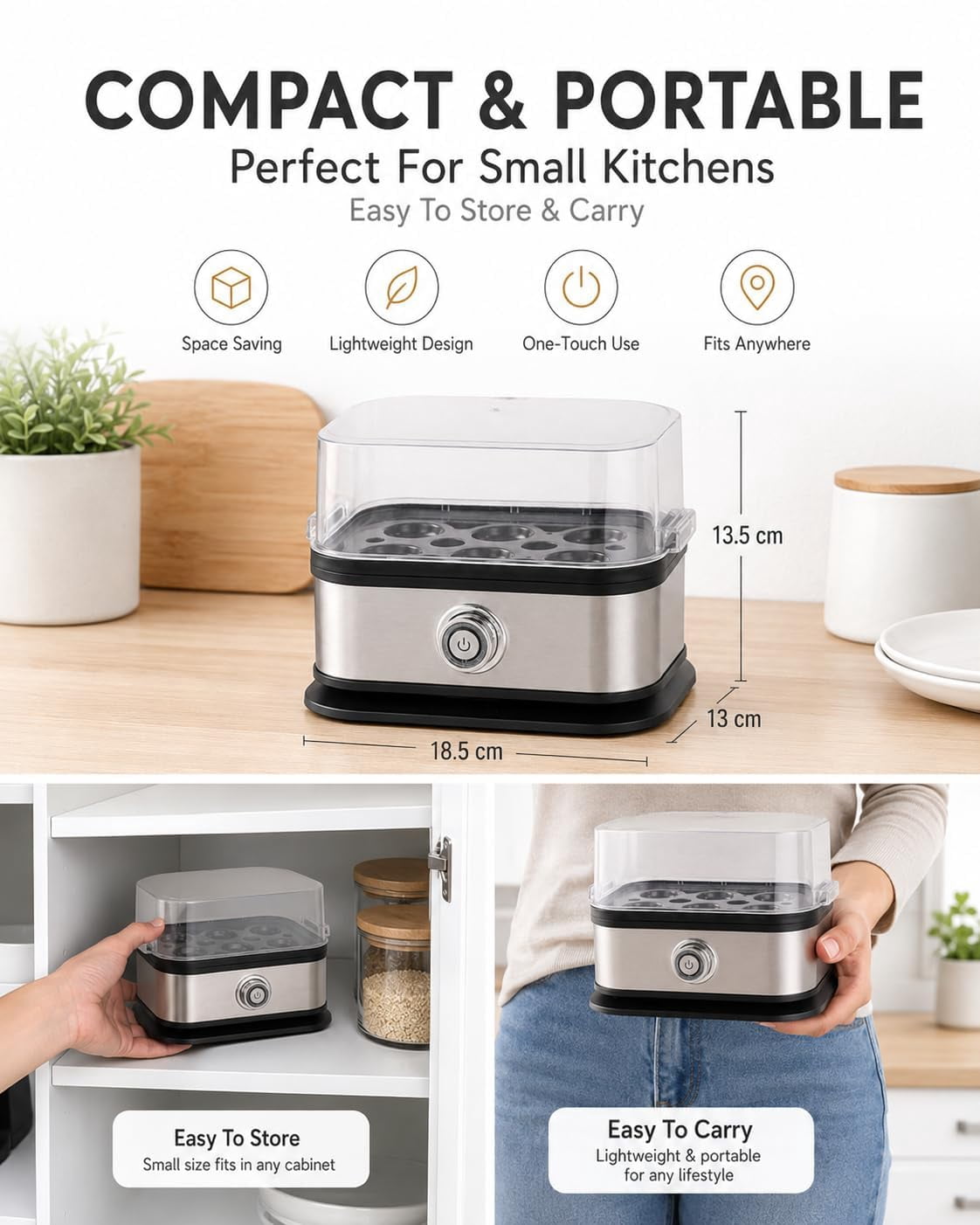 110V Multifunctional Egg Steamer with Clear Lid - Rapid Egg Cooker 6 Egg Capacity, 2026 New Stainless Steel Egg Cooker, Electric Egg Cooker with PTC Heating, Busy Mornings & Fitness Meal Prep