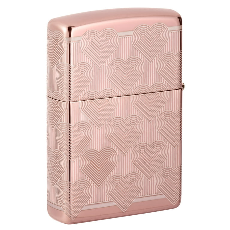 Zippo Heart Design High Polish Rose Gold Pocket Lighter