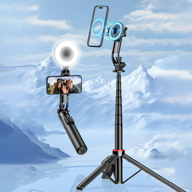 Perche à Selfie Réglable, Stabilisateur à Main avec Trépied, Support de Téléphone Rétractable pour Vlogging, Photographie en Plein Air, Design en Alliage d'Aluminium, Écran Horizontal/Vertical